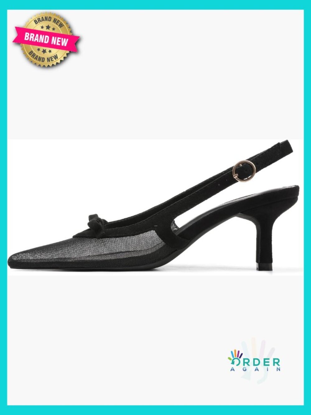 Slingback Kitten Heels Bow Ankle Strap Pointed Toe Wedding Party Pumps